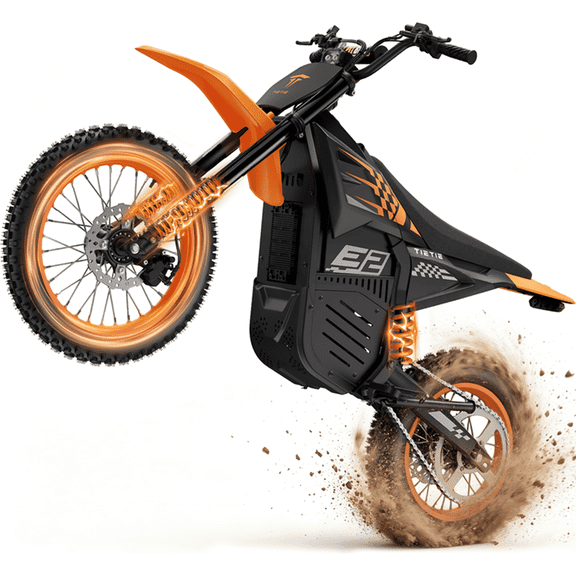 TieTie Electric Dirt Bike for Adults/Teens,3000W Peak Brushless Mid-Motor,E-Motorcycle,52V 24Ah Removable Battery,52mph/60mi Range,Mountain Bike,UL2849