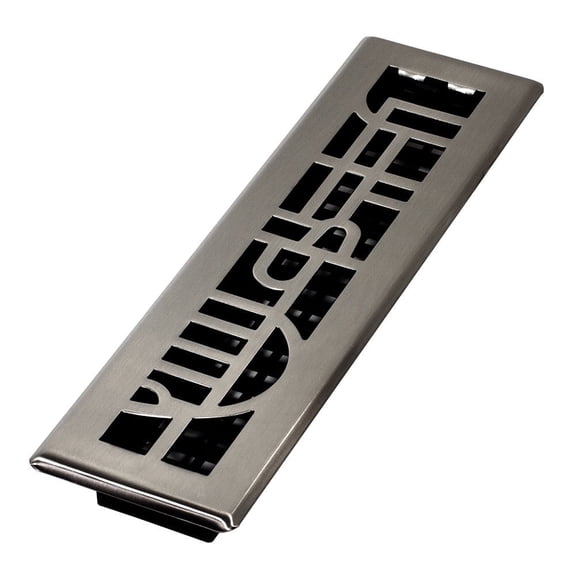 Decor Grates 2x12 Art Deco Floor Register Vent Cover, Adjustable Airflow Control, Brushed Nickel (ADH212-NKL)
