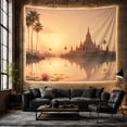 thumbnail image 6 of Tropical Temple Sunset With Palm Trees Over Reflective Water, Serene Illustration for Nature Lovers, Spiritual Home Decor, Housewarming Gift, Tapestry Wall Hanging for Living Room and Bedroom, 6 of 7