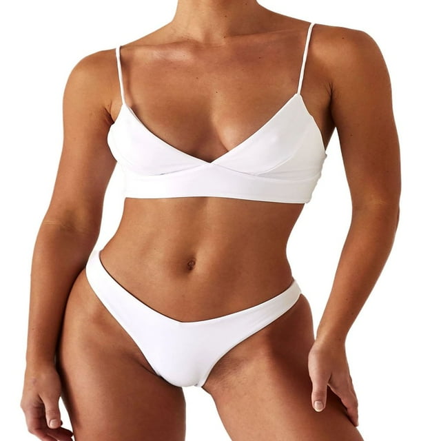 2Pcs Femmes Bikini Ensembles Maillot de Bain Triangle Soutien-Gorge String Maillot de Bain