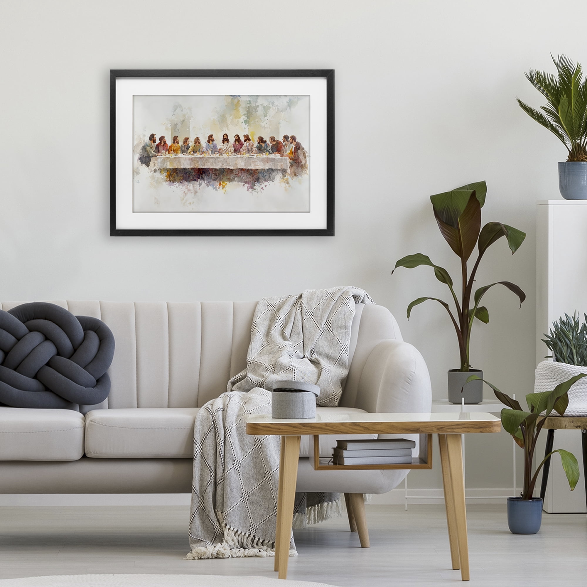Stupell Industries Watercolor Supper Spirituality Black Framed Print Under Glass, design by Petal Prints Design