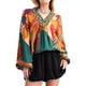 thumbnail image 1 of Camisa de Larga con Cuello en V para Mujer, Estilo Suéter Holgado Estampado para Otoño e Invierno. Verde S, 1 of 9