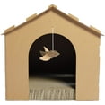 thumbnail image 4 of Furhaven Cardboard Cat House w/ Catnip for Indoor Cats, Ft. Scratching Pad & Hanging Toys - Gingerbread House Corrugated Cat Scratcher Hideout - Cardboard Brown, One Size Corrugated Scratcher One Size Gingerbread House, 4 of 7