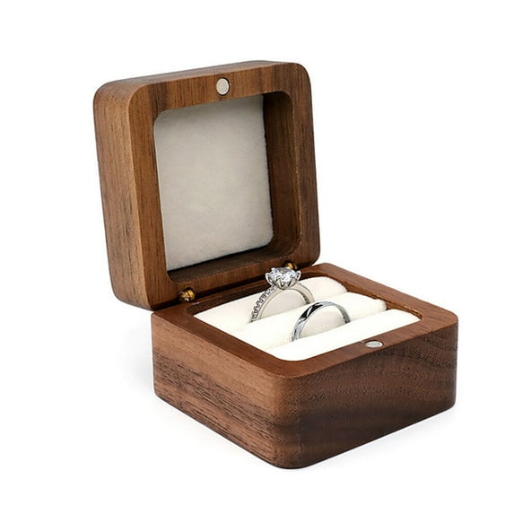 Case Wooden Lover Ring Display Box Jewelry Box Storage Holder Ring Storage Box-