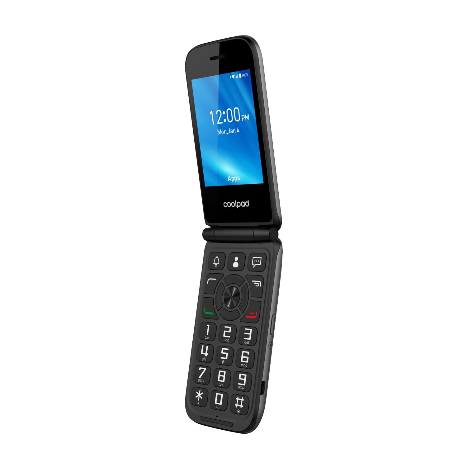 COOLPAD Belleza 3321 GSM Unlocked 8GB 4G LTE Big Button Keypad Flip Phone, Gray (Not For Verizon)