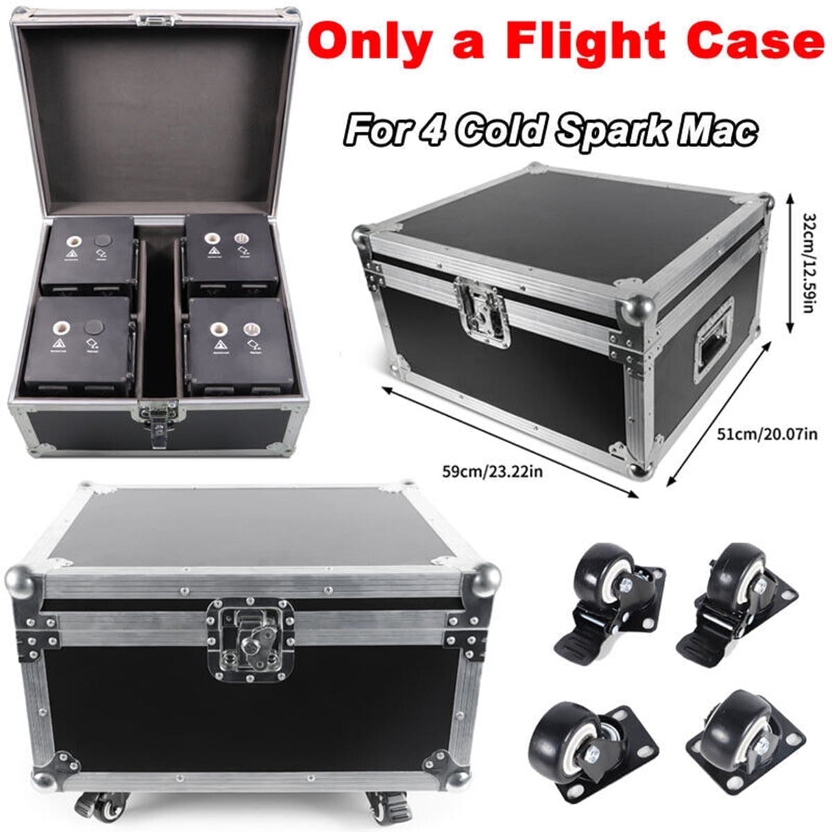 JAJALUYA Premium Leather 4-Piece DJ/Stage Case - DMX Cold Spark Machine Protective Storage