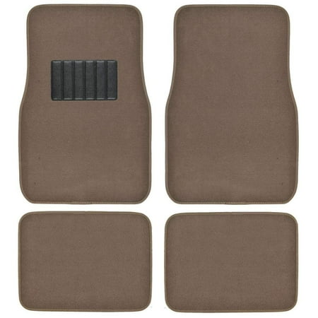 Premium Carpet 4PC Front & Rear Driver Passenger Floor Mats Cars Trucks Sedans SUVs (Beige)