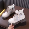 thumbnail image 5 of Cethrio Little Girls Lace Up Boots, Fashion Fall Winter Round Toe Side Zipper Ankle Boots Beige Size 12.5 Little Kids, 5 of 8