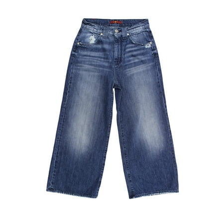 Vintage Ale - 7 for all mankind Women's Blue Wide Leg Vintage Cropped Jeans