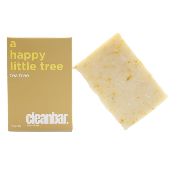 Jabón en barra Cleanbar All Natural - Un arbolito feliz - Jabón en barra exfoliante de lavanda y bergamota de árbol de té