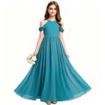 thumbnail image 5 of Girls Halter Chiffon Performance Dress, Light Blue Sleeveless Long Gown for Piano Violin Recital, 5 of 5