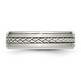 thumbnail image 3 of Auriga Fine Jewelry Stainless Steel w/Sterling Silver Braid Inlay Brushed Polished 6 mm Band for Women Size 9.5, 3 of 6
