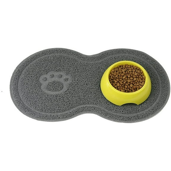 Pet Food PVC Mat Waterproof Non- Pet Feeding Mat Pet Bowl Mat, Pet Feeding Tray for Cats and (Grey)
