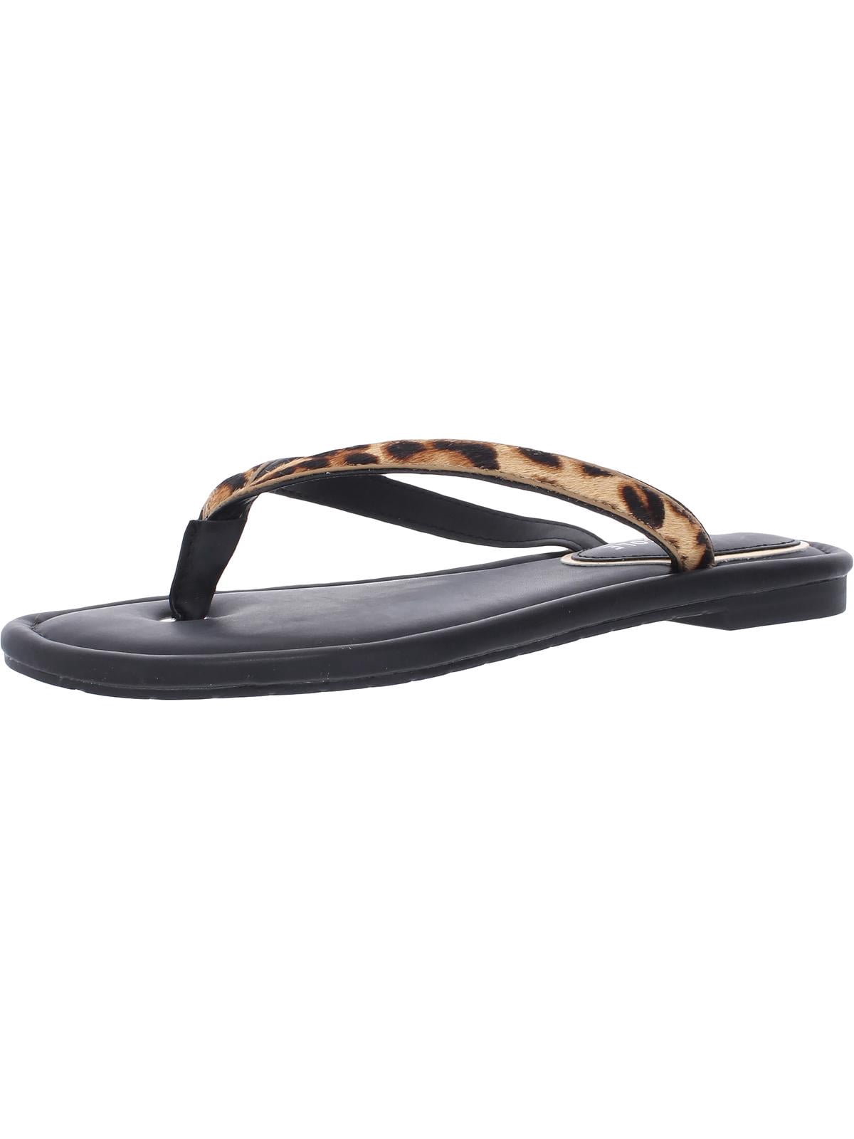 Womens Mello Calf Hair Flip-Flops Tan 