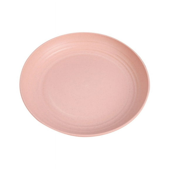 Adarl 1PC Dinner Plate,Wheat Straw Round Dinner Plate,Plastic Dinner Plate,Unbreakable Tableware,Microwave Safe,Reusable,Dishwasher Safe, Peach 23*23*2cm9.06*9.06*0.79inch