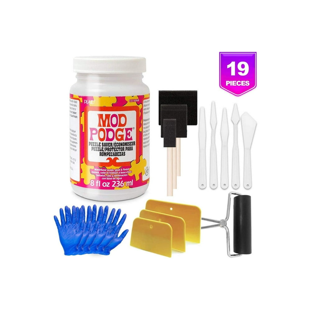 Mod Podge Puzzle Saver Glue Kit, Adhesive Brushes for Jigsaw Puzzles