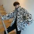 thumbnail image 3 of QUNYINEY Long Sleeve Jacket for Men Faux Fur White Leopard Print Zip up Outerwear Warm Cardigan Loose Outerwear Jackets, 3 of 9