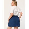 thumbnail image 4 of Unique Bargains Women's Plus Size Denim Skirt Mini Button a Line Retro Slit Pocket Skirts 2X Navy Blue, 4 of 5