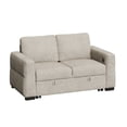 thumbnail image 3 of CHITOOMA 60'' Linen Pull Out Sofa Bed Convertible Sleeper Couch with Charging Port, Upholstered Sectional Sofa with 2 Pillows, Reclining Sofas for Living Room, Beige, 3 of 8