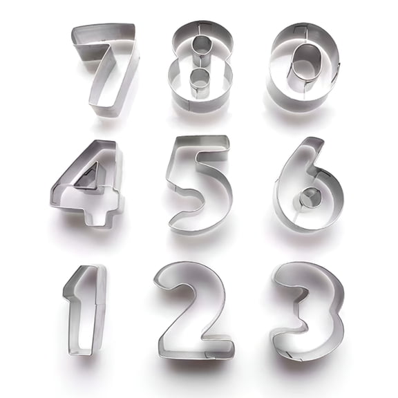 ACDANC Stainless Steel Cookie Cutter Number Shapes 9Pcs 0-9 Number Shape Cookie Biscuit Cutter Mould Stainless Steel Baking Mold