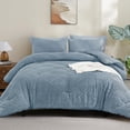 thumbnail image 4 of ANGENIA Queen Size Comforter Sets Grayish Blue - 7 Pieces Bed in a Bag Queen Bedding Comforter Sets, Soft Fluffy Boho Tufted Bed Sets with Comforter, Sheets, Pillowcases & Shams, 4 of 7