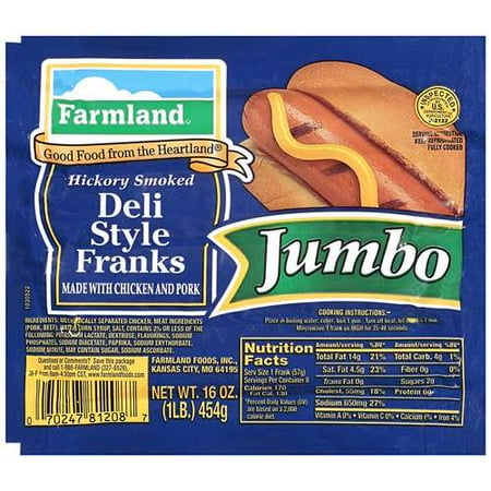 Farmland: Jumbo Hickory Smoked Deli Style Franks, 16 Oz