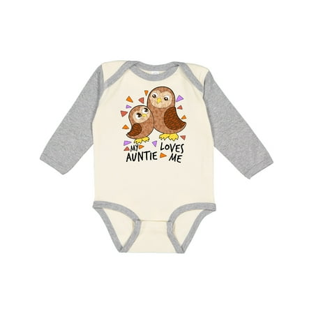 

Inktastic My Auntie Loves Me- cute owl family Gift Baby Boy or Baby Girl Long Sleeve Bodysuit