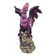thumbnail image 2 of Fantasy Magenta Striped Behemoth Dragon Roaring On Volcanic Rock Mountain Statue, 2 of 8
