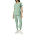 thumbnail image 2 of Minjewel Women's Round Neck Short Sleeve Scrubs for Women Set with Pockets, Classic & Comfortable Scrub Set for Nurses & Caregivers,Army Green L, 2 of 5