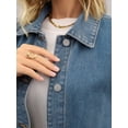 thumbnail image 5 of DARING DIVA Women's Button Down Oversized Sleeveless Utility Jean Jacket S Grey Blue, 5 of 7
