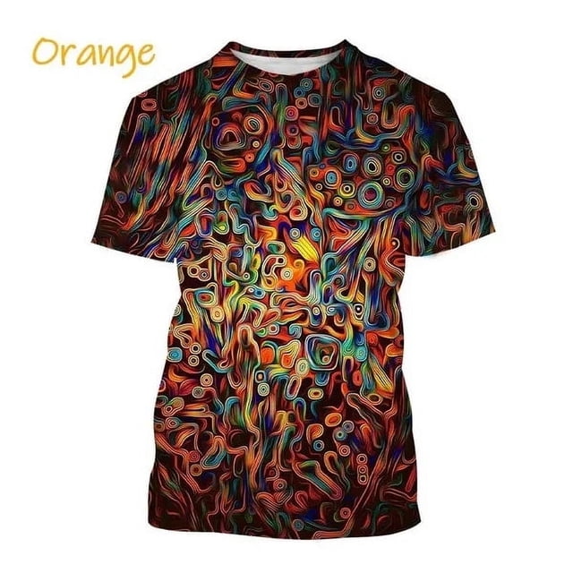 Fashion Graffiti Paint Vertigo Neon Painted Abstract 3D Printed T Shirt Colorful Hypnotic Distorted Line Unisex Short Sleeve Tee
