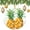 pattern-2882, variant on Christmas Ornaments Modern Watercolor Pineapple 2 Side Printed Ornaments Illustration Art Print Ornament Gift Ceramic Holiday Decoration Present Porcelain 3inch Flat with Gold Ribbon Both Sides