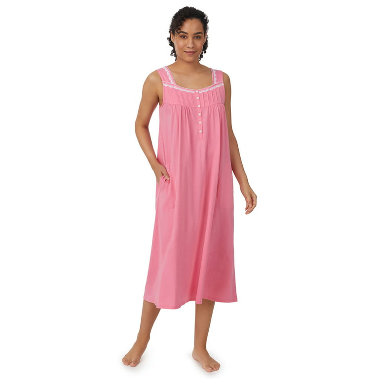 Dreamcrest 100% Cotton Sleeveless Nightgown for Women with Crochet