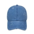 thumbnail image 4 of Toptie Women 3-Stripe Ponytail Baseball Cap Distressed Washed Messy High Bun Ponytail Hat-Blue, 4 of 7