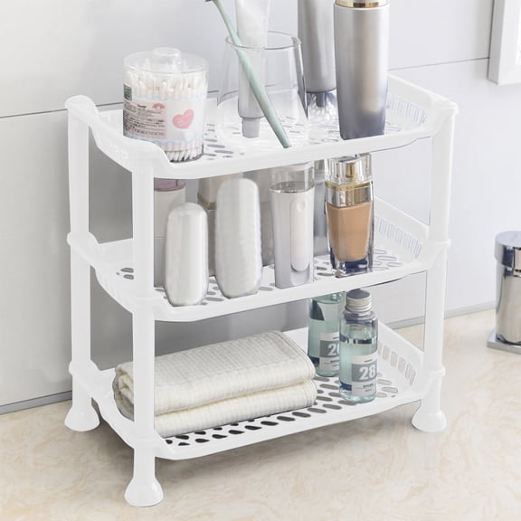 Fwttom Bathroom Organizers and Storage, 3-Tier Shower Gel and Shampoo Shelves, Space Saving Bathroom Countertop Organizer with Floating Design, Keep Surfaces Clean and Tidy