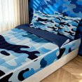 thumbnail image 3 of Manfei Rustic Camouflage Zipper Twin Comforter Sets with Fitted Sheet and 2 Pillowcases, Contemporary Art Camo Zipper Bedding Set, Navy Blue, Blue Reversible, 4pcs, 3 of 7