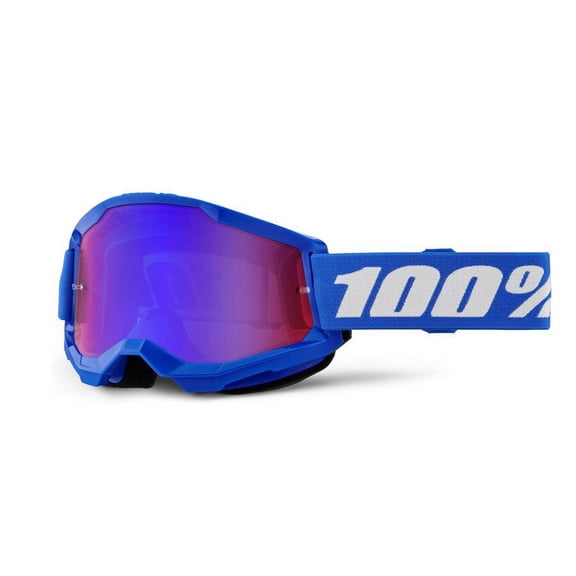 100 % Strata 2 Junior Goggles (One Size Fits Most, Blue / Mirror Red/Blue Lens)