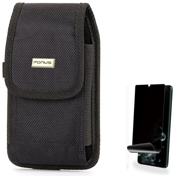 Case Belt Clip w Privacy Screen Protector for Samsung Galaxy S20 Ultra - Rugged Holster Canvas Cover, TPU Film [NOT GLASS] [Fingerprint Works] Anti-Peep J8G fits Samsung Galaxy S20 Ultra