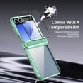 thumbnail image 4 of Clear Case for Samsung Galaxy Z Flip 6, Build in Screen Protector HD Transparent Not-Yellowing Hinge Protection Shockproof Anti-Scratch Slim Fit Phone Case Cover for Samsung Galaxy Z Flip 6, Green, 4 of 7