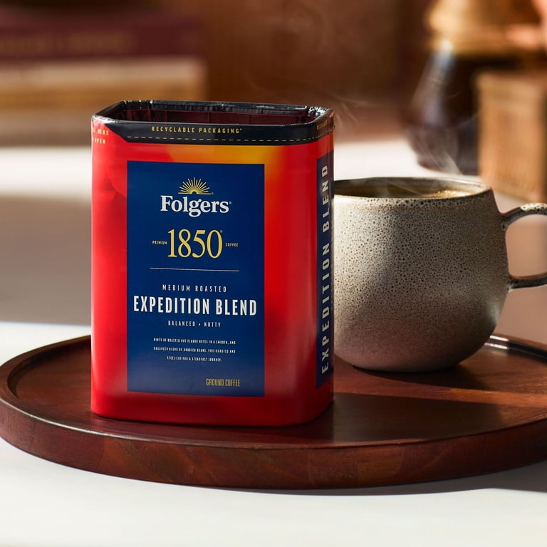 Folgers 1850 Trailblazer Medium Dark Roast Coffee, 12 oz Recyclable  Canister - Walmart.com