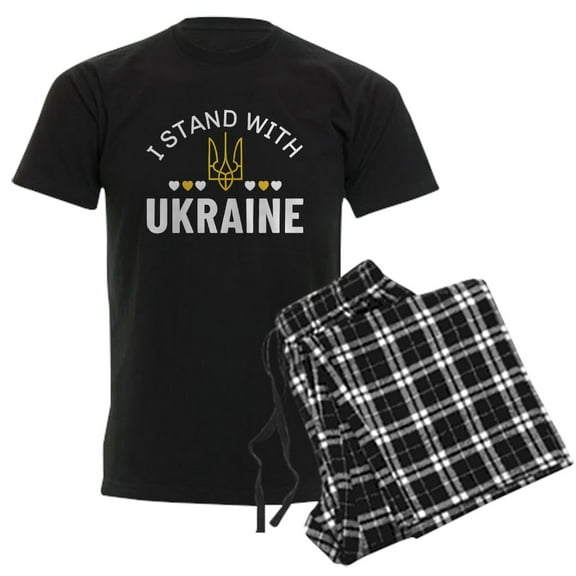 CafePress - I Stand With Ukraine Men's Dark Pajamas - Men's Dark Loose Fit Cotton Pajama Set