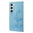 thumbnail image 3 of TECH CIRCLE for Samsung Galaxy S23 5G Wallet Case,Butterfly Flower Embossed PU Leather Magnetic Flip Kickstand Shockproof Cover with Card Slots & Wrist Strap for Samsung S23 5G, Blue, 3 of 7
