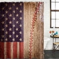 thumbnail image 3 of Shower Curtain Bathroom Set Independence Day American Flag Waterproof Fabric Shower Curtains with Grommets&Hooks, Baseball Sport Retro Wood Grain Privacy Bath Curtain for Bathtub 72x72in, 3 of 9