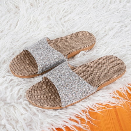 

Women Slip-Resistant Indoor/Outdoor Quiet Comfy Linen Sandals