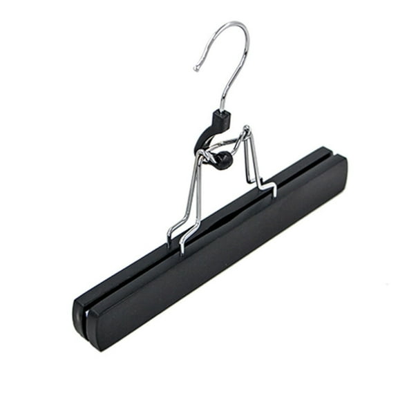Wooden Pants Hangers - Wood Skirt Hangers - 1 Pack - for Men Shorts and Pants and Women Dress Clothes - Non Slip Slim Closet Space Saving, 6.69x9.05 Inch, Black