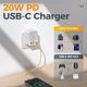 thumbnail image 2 of Bloque de cargador USB C PD TESSAN 4 de 20 W, cargador de pared USB de 3 salidas, 2 of 7
