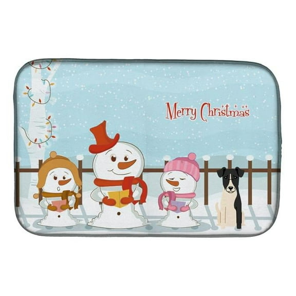 Merry Christmas Carolers Smooth Fox Terrier Dish Drying Mat