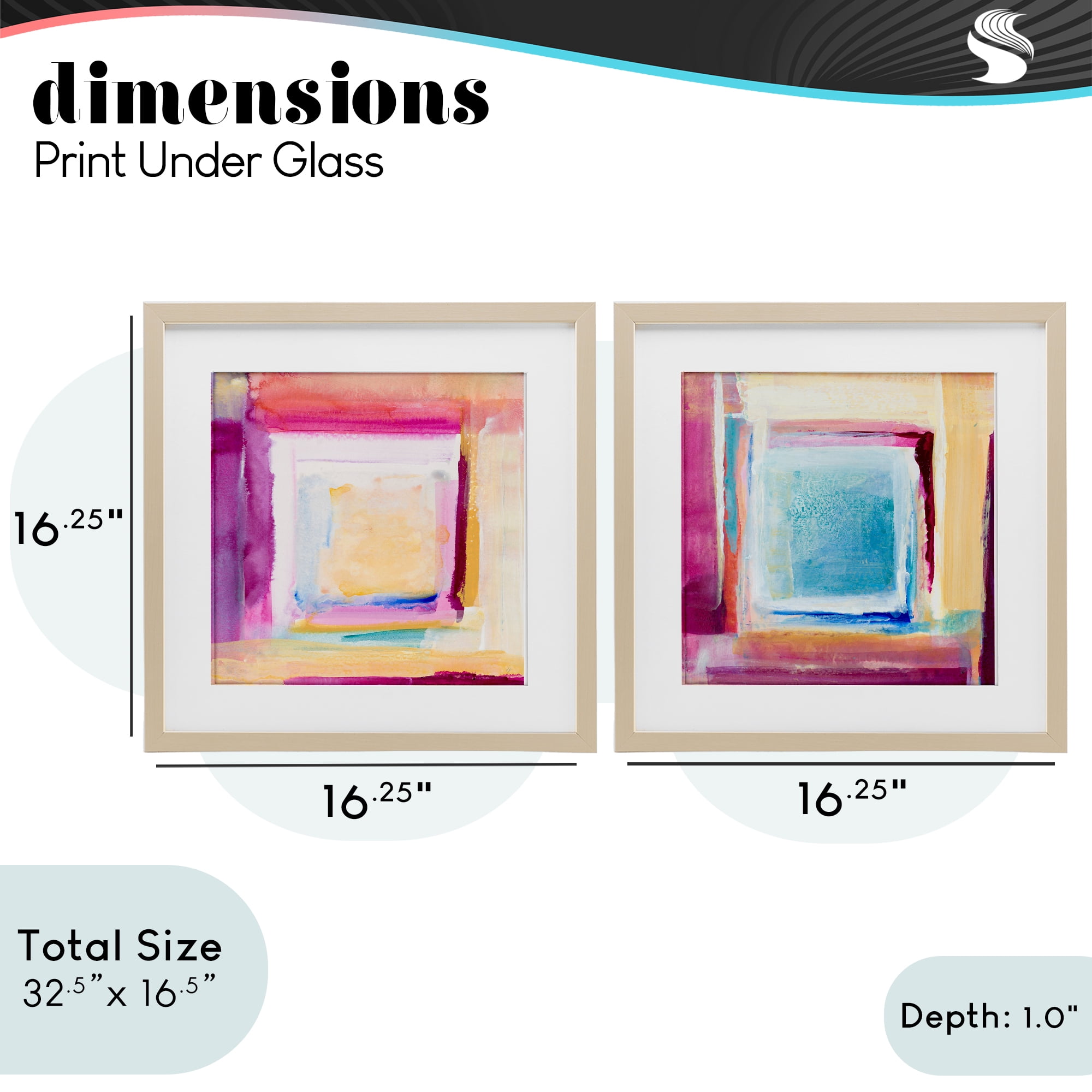 Stupell Industries Pink & Yellow New Day 2 Piece Birch Framed Print Under Glass Set, design by Lanie Loreth