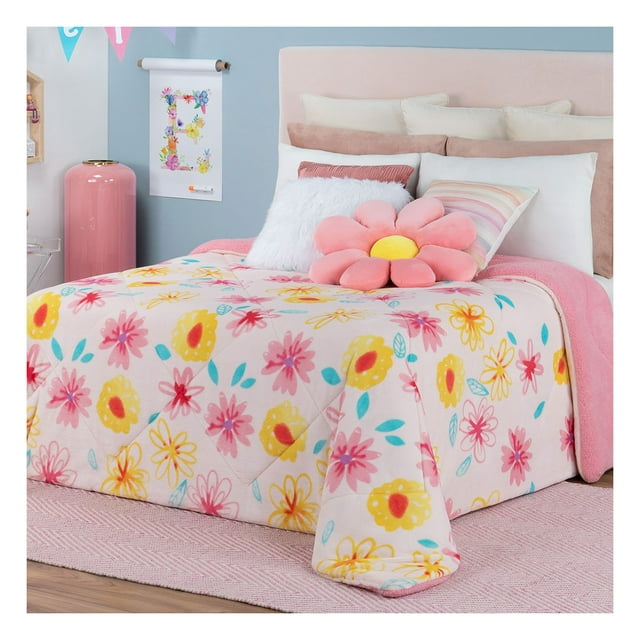 Edredón Premium Estampado Reverso Borrega Matrimonial Jumbo Esquimal (Evelin, 205x220cm)