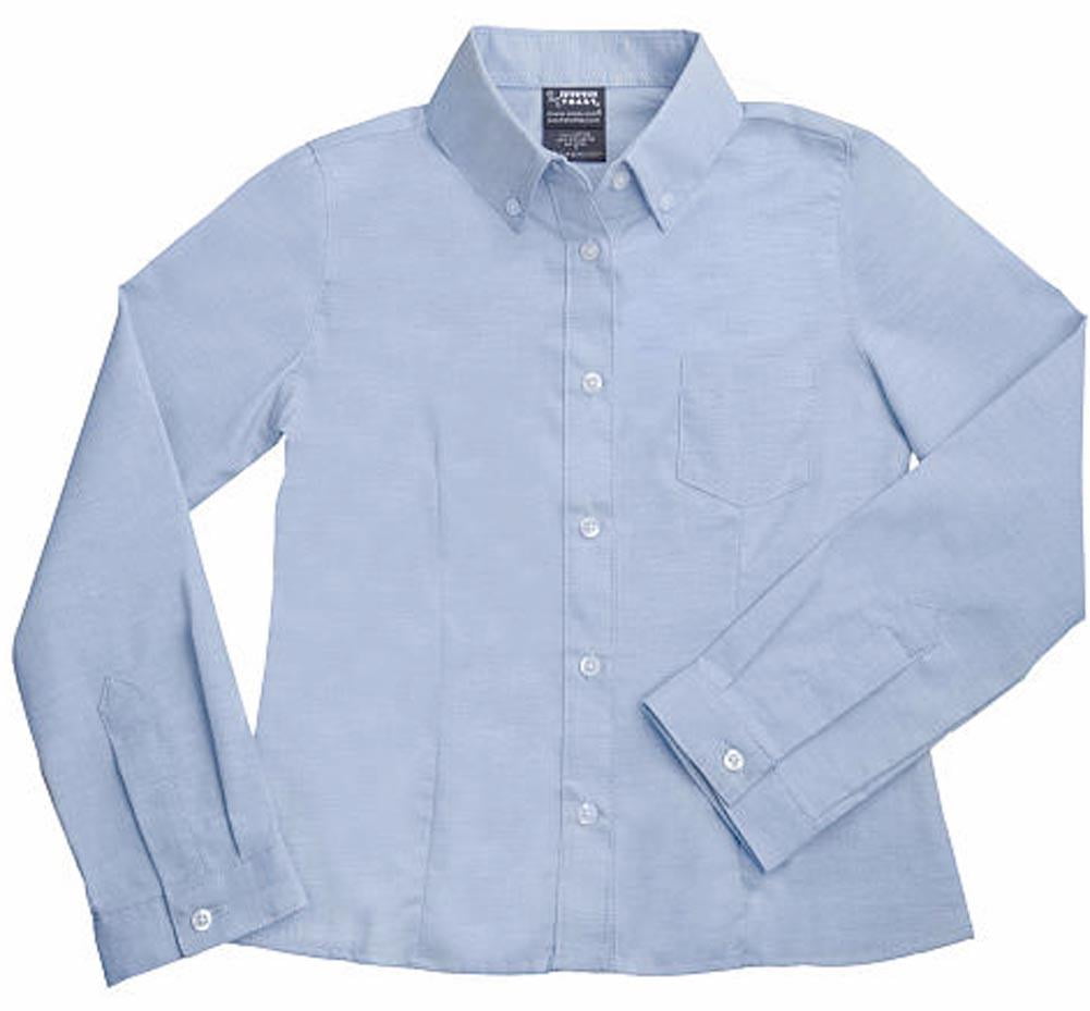 French Toast Uniform Girls 4-20 Long Sleeve Feminine Fit Oxford Blouse with Dart, 34160 Light Blue / 6X